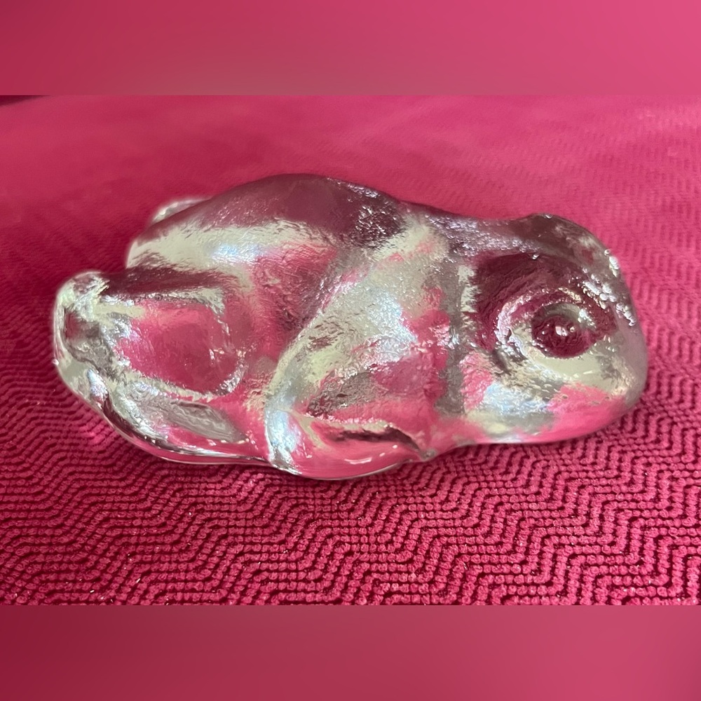 Blenko clear textured frog paperweight